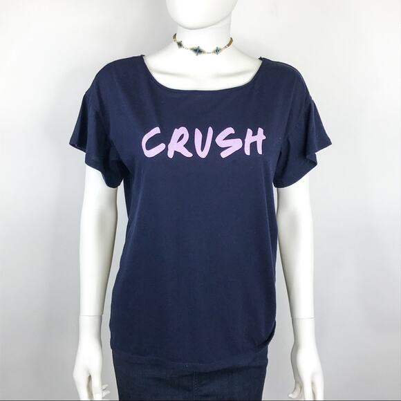 Victoria's Secret Purple Glitter & Navy Tee Shirt - Picture 2 of 7